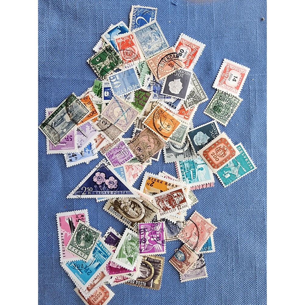 Vintage World Stamps Bundle | Mixed Philately Ephemera Pack (Approx. 100 Stamps)